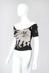 Recess Los Angeles Vintage Complice Off-The-Shoulder Pearl Explosion Stretch Tee Top