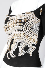 Recess Los Angeles Vintage Complice Off-The-Shoulder Pearl Explosion Stretch Tee Top