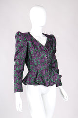 Recess Los Angeles Vintage Lilian Fell Metallic Lamé Paisley Peplum Jacket & Skirt Set
