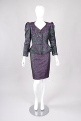 Recess Los Angeles Vintage Lilian Fell Metallic Lamé Paisley Peplum Jacket & Skirt Set