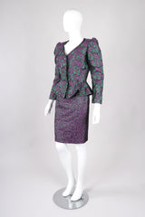 Recess Los Angeles Vintage Lilian Fell Metallic Lamé Paisley Peplum Jacket & Skirt Set