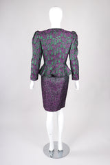 Recess Los Angeles Vintage Lilian Fell Metallic Lamé Paisley Peplum Jacket & Skirt Set