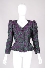 Recess Los Angeles Vintage Lilian Fell Metallic Lamé Paisley Peplum Jacket & Skirt Set