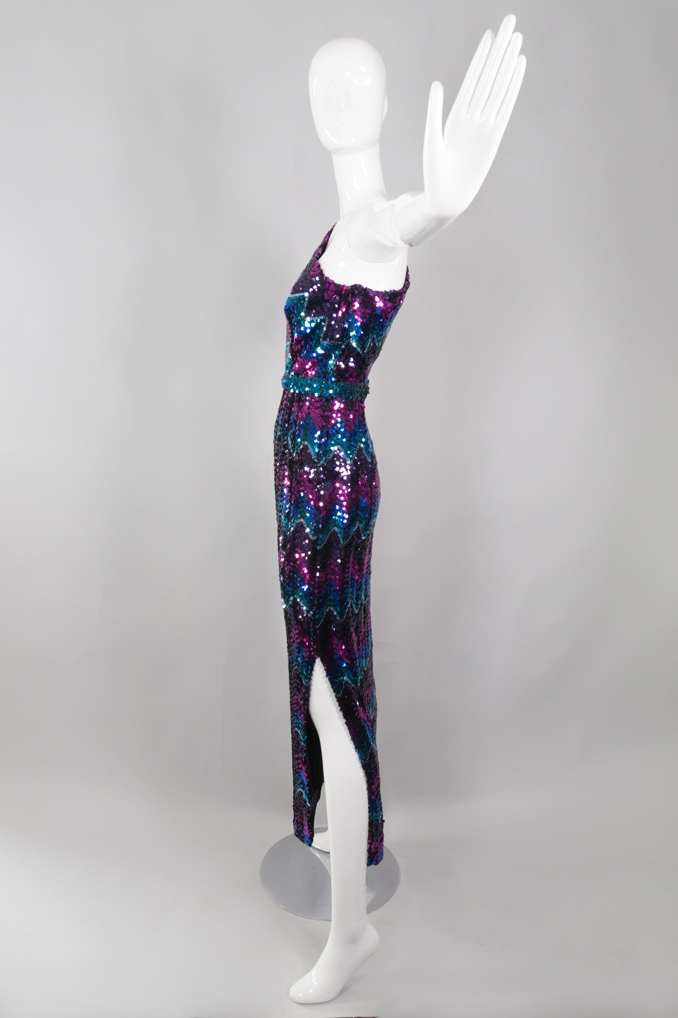 Lilli Diamond Vintage Chevron Sequin One-Shoulder Dress