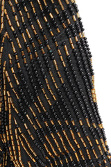 Vintage Lillie Rubin Abstract Leaf Swirl Beaded Silk Dress L shoulder missing beads @ Recess LA