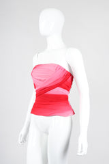 Recess Los Angeles Vintage Lillie Rubin Ombré Pleated Convertible Chiffon Bustier Top