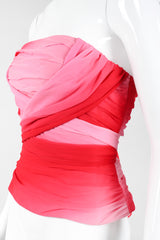 Recess Los Angeles Vintage Lillie Rubin Ombré Pleated Convertible Chiffon Bustier Top
