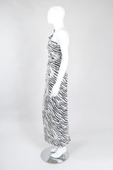 Recess Los Angeles Vintage Lillie Rubin One-Shoulder Zebra Sequin Gown