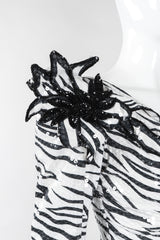 Recess Los Angeles Vintage Lillie Rubin One-Shoulder Zebra Sequin Gown
