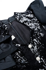 Vintage Lillie Rubin Sequin Ruffle Shoulder Dress neckline detail