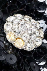 Vintage Lillie Rubin Sequin Ruffle Shoulder Dress button missing rhinestones