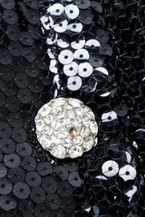 Vintage Lillie Rubin Sequin Ruffle Shoulder Dress button missing rhinestones