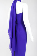 Recess Los Angeles Vintage Lillie Rubin Electric Purple Silk Chiffon Strapless Sheath