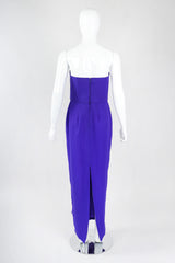 Recess Los Angeles Vintage Lillie Rubin Electric Purple Silk Chiffon Strapless Sheath
