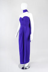 Recess Los Angeles Vintage Lillie Rubin Electric Purple Silk Chiffon Strapless Sheath