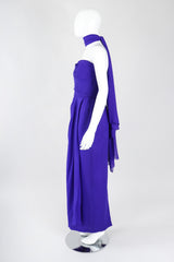 Recess Los Angeles Vintage Lillie Rubin Electric Purple Silk Chiffon Strapless Sheath