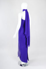 Recess Los Angeles Vintage Lillie Rubin Electric Purple Silk Chiffon Strapless Sheath