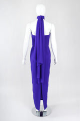 Recess Los Angeles Vintage Lillie Rubin Electric Purple Silk Chiffon Strapless Sheath