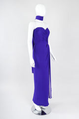 Recess Los Angeles Vintage Lillie Rubin Electric Purple Silk Chiffon Strapless Sheath