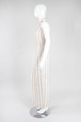 Recess Los Angeles Vintage Lillie Rubin Old Hollywood Beaded Halter Column Sheath Gown