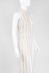 Recess Los Angeles Vintage Lillie Rubin Old Hollywood Beaded Halter Column Sheath Gown