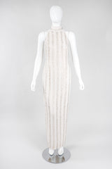 Recess Los Angeles Vintage Lillie Rubin Old Hollywood Beaded Halter Column Sheath Gown