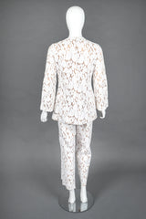 Recess Designer Consignment Vintage Lillie Rubin Pat Sandler Bridal Wedding Embroidered Lace Top & Pant Set Los Angeles Resale