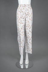 Recess Designer Consignment Vintage Lillie Rubin Pat Sandler Bridal Wedding Embroidered Lace Top & Pant Set Los Angeles Resale