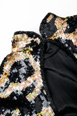 Vintage Riazee for Lillie Rubin Holographic Sequin Animal Sheath Dress back neck