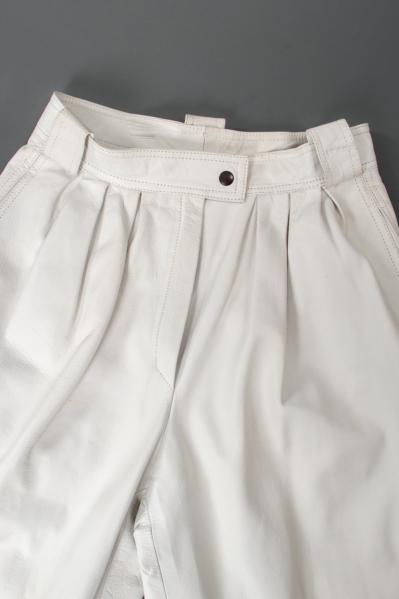 Vintage Loewe Belted Leather Pleat Pant front waist at Recess Los Angeles