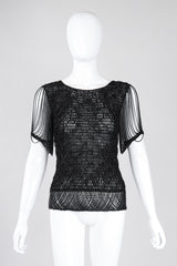 Recess Los Angeles Vintage Loris Azzaro Metallic Draped Chain Knit Top