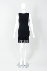 Vintage Loris Azzaro Asymmetrical Fringe Hem Dress on Mannequin, front at Recess Los Angeles