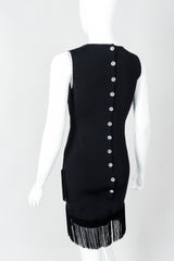 Vintage Loris Azzaro Asymmetrical Fringe Hem Dress on Mannequin, back crop at Recess