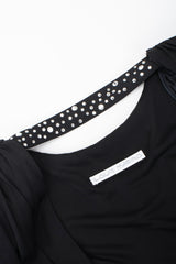 Recess Los Angeles Vintage Louis Marino Draped Rhinestone Column Sheath Jersey Dress