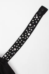 Recess Los Angeles Vintage Louis Marino Draped Rhinestone Column Sheath Jersey Dress