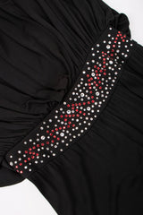 Recess Los Angeles Vintage Louis Marino Draped Rhinestone Column Sheath Jersey Dress