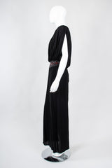 Recess Los Angeles Vintage Louis Marino Draped Rhinestone Column Sheath Jersey Dress