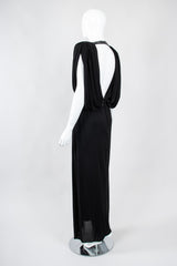 Recess Los Angeles Vintage Louis Marino Draped Rhinestone Column Sheath Jersey Dress