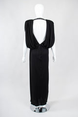 Recess Los Angeles Vintage Louis Marino Draped Rhinestone Column Sheath Jersey Dress