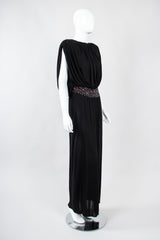 Recess Los Angeles Vintage Louis Marino Draped Rhinestone Column Sheath Jersey Dress
