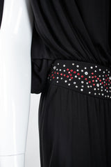 Recess Los Angeles Vintage Louis Marino Draped Rhinestone Column Sheath Jersey Dress