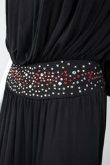 Recess Los Angeles Vintage Louis Marino Draped Rhinestone Column Sheath Jersey Dress