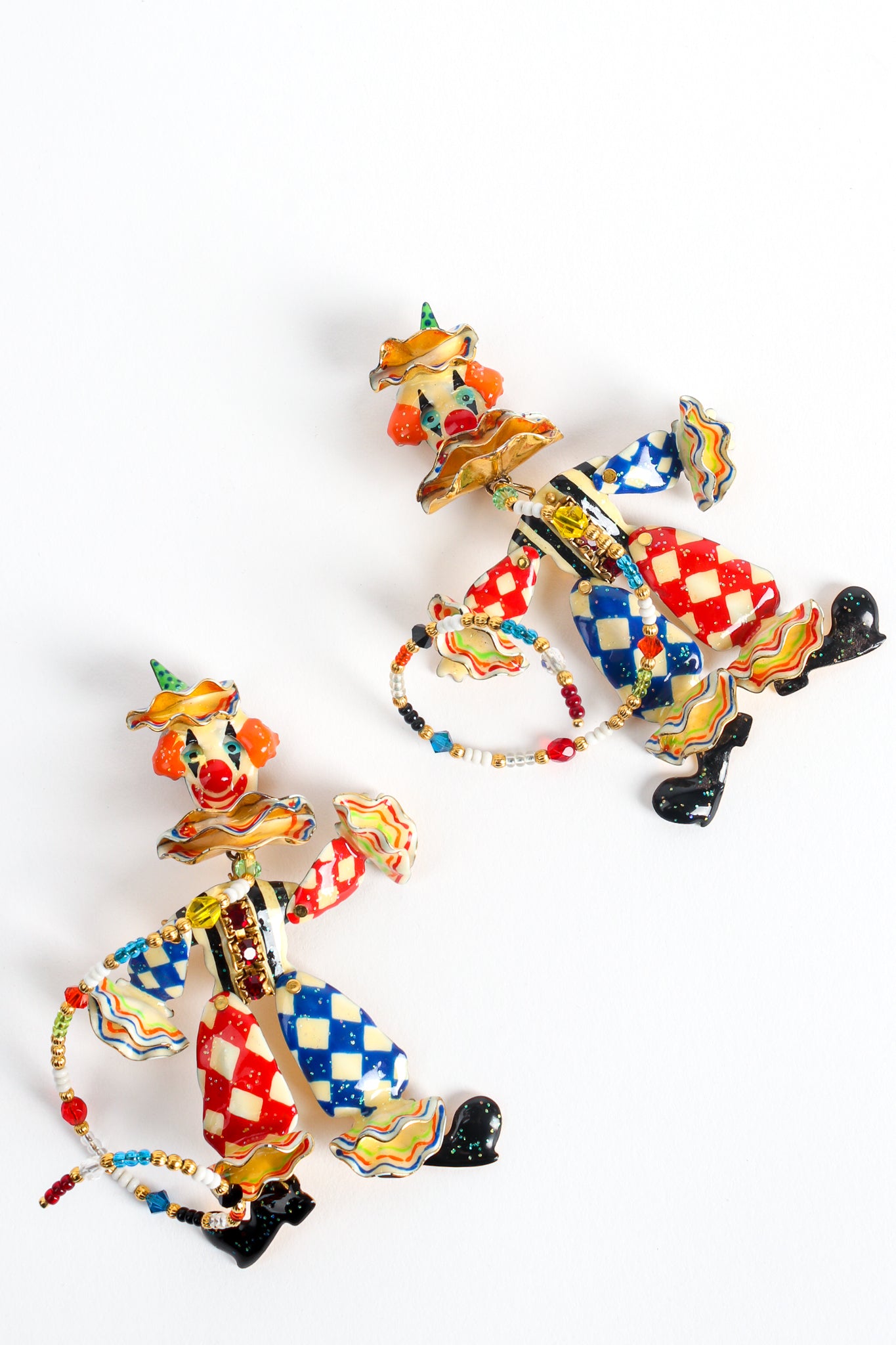 Vintage Lunch At The Ritz Harlequin Clown Earrings at Recess Los Angeles