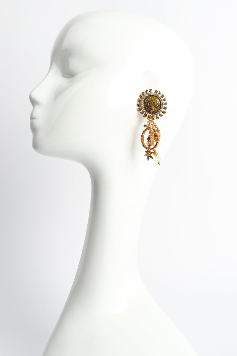Vintage Lunch At The Ritz Sun Goddess Earrings on mannequin at Recess Los Angeles