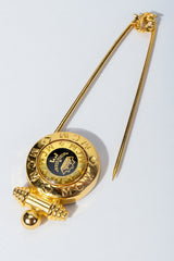 Vintage MCM Gold Logo Safety Pin Brooch at Recess Los Angeles, Open