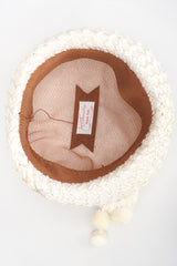 Recess Los Angeles Designer Consignment Vintage Mabelle Parks Millinery Woven Raffia Net Pom Pom Hat