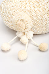 Recess Los Angeles Designer Consignment Vintage Mabelle Parks Millinery Woven Raffia Net Pom Pom Wedding Bridal Hat