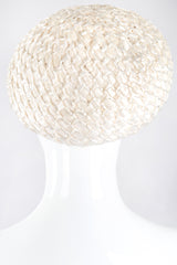 Recess Los Angeles Designer Consignment Vintage Mabelle Parks Millinery Woven Raffia Net Pom Pom Wedding Bridal Hat