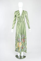 Recess Los Angeles Designer Consignment Vintage Mac Tac for Leonard Sunshine Jersey Plunge Iris Dress Resale Recycled