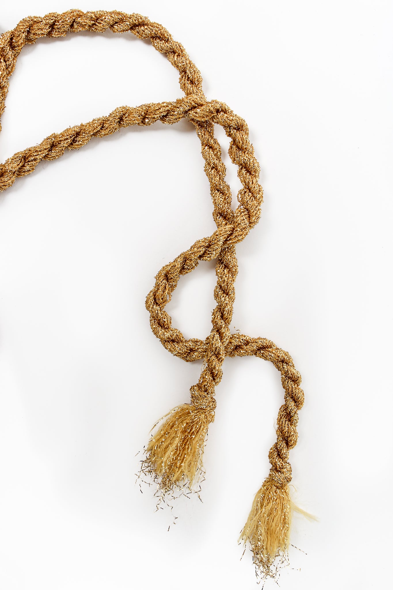Vintage Mady Gerrard Metallic Gold Crochet Net Dress rope belt at Recess Los Angeles